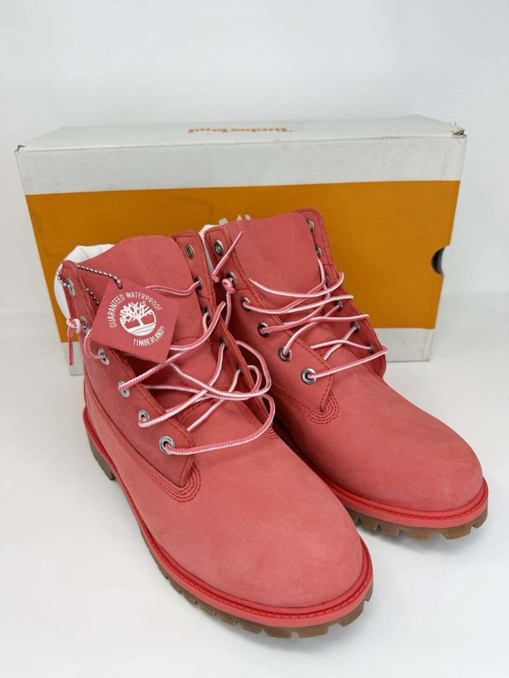 Timberland Women’s 6” Waterproof Boots Pink Coral Nubuck US 8 A17J8 New Box